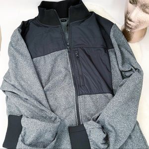 Kenneth Cole Reaction Mens Jacket XL Gray Black Full Zip Fleece Sporty Casual